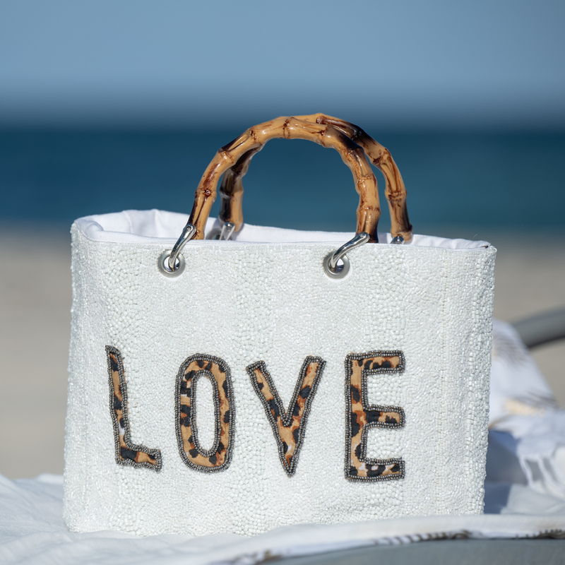 LOVE Pearl Hand-Beaded Beach Bag (India)