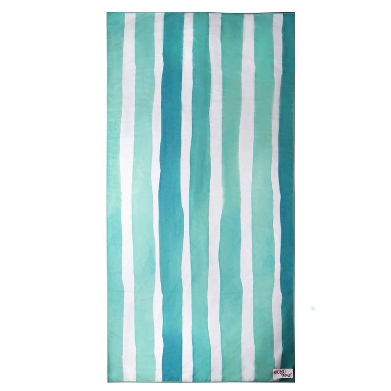 Quick Dry Beach Towel | Aqua Green Stripes  (Canada)