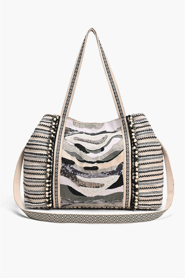 Hand Beaded & Sustainably Made Metallic Sands Tote | India