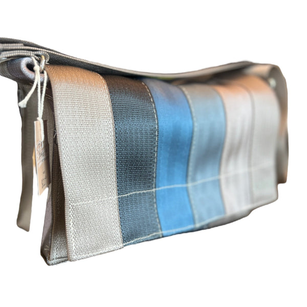 NEW! LARGE LEAH Crossbody Bag Blue Tones | Upcycled Seatbelts (Canada)