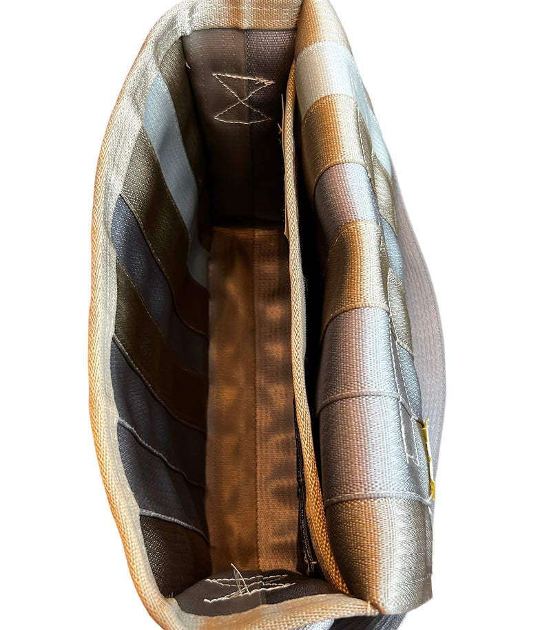 Upcycled Seatbelt Laptop Bag 13inch Beige Grey (Canada