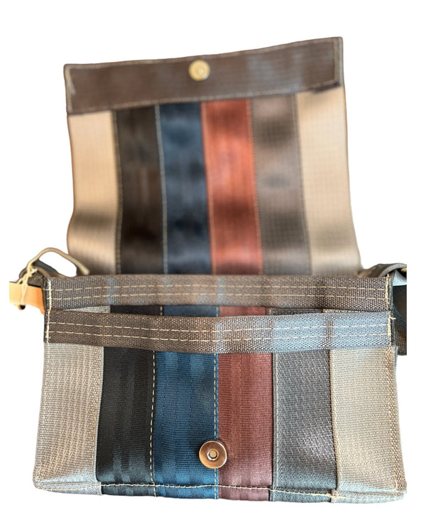 NEW! LARGE LEAH Crossbody Bag Red/ Blue | Upcycled Seatbelts (Canada)