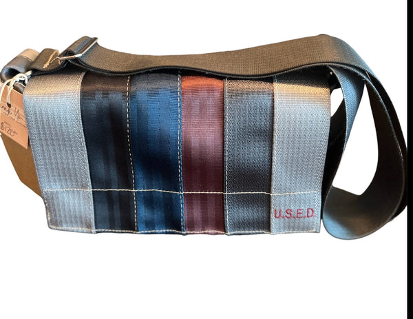 Upcycled Seatbelt LARGE Crossbody Bag | Red / Blue (Canada)