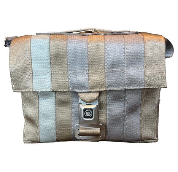 NEW! LAPTOP Beige + Grey Bag Upcycled Seatbelts
