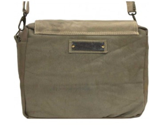 Recycled Military Tent Crossbody Messenger Bag | All You Need Is Love